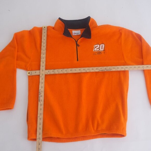 Vtg Tony Stewart #20 Orange Nascar Quarter Zip Fleece Sweater L By Competitors - Picture 4 of 11